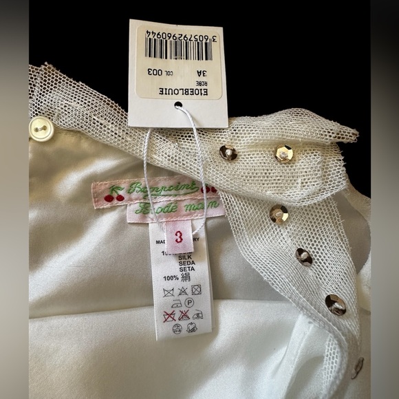 NWT - New Sweet Off-White Silk Bonpoint Sequins Embellished Dress - Picture 5 of 8